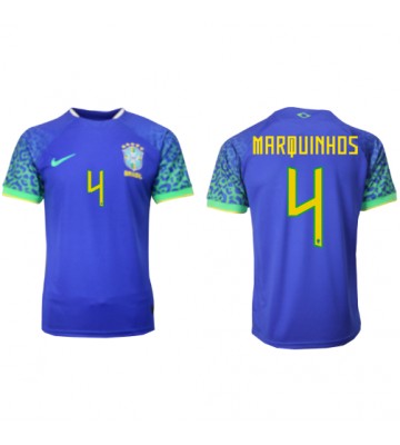 Brasilien Marquinhos #4 Bortatröja VM 2022 Kortärmad